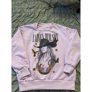Lainey Wilson Kids Pink Graphic Sweatshirt Country Music Western Size M 7/8